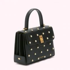 Lulu Guinness BLACK PEARL MEDIUM LIP TURNLOCK QUEENIE HANDBAG