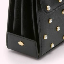 Lulu Guinness BLACK PEARL MEDIUM LIP TURNLOCK QUEENIE HANDBAG