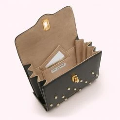 Lulu Guinness BLACK PEARL MEDIUM LIP TURNLOCK QUEENIE HANDBAG