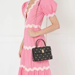 Lulu Guinness BLACK PEARL MEDIUM LIP TURNLOCK QUEENIE HANDBAG