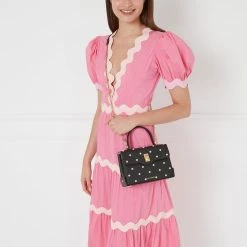 Lulu Guinness BLACK PEARL MEDIUM LIP TURNLOCK QUEENIE HANDBAG