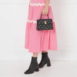 Lulu Guinness BLACK PEARL MEDIUM LIP TURNLOCK QUEENIE HANDBAG