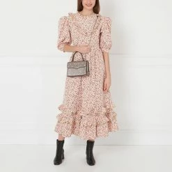 Lulu Guinness PEWTER MEDIUM LIP TURNLOCK QUEENIE HANDBAG WITH SWAROVSKI® CRYSTALS BAGS