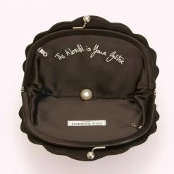 Lulu Guinness BLACK SATIN SHELL CLUTCH WITH SWAROVSKI® CRYSTALS BAGS