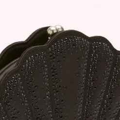 Lulu Guinness BLACK SATIN SHELL CLUTCH WITH SWAROVSKI® CRYSTALS BAGS