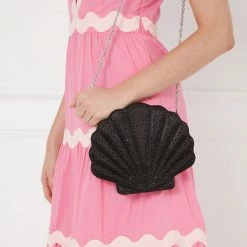 Lulu Guinness BLACK SATIN SHELL CLUTCH WITH SWAROVSKI® CRYSTALS BAGS