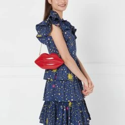 Lulu Guinness LULU RED LIPS MEDIUM CLUTCH BAG