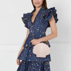 Lulu Guinness POWDER SATIN SHELL CLUTCH WITH SWAROVSKI® CRYSTALS