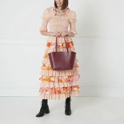 Lulu Guinness ROSEWOOD LEATHER SMALL IVY TOTE BAG