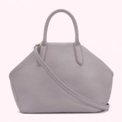 Lulu Guinness LAVENDER GREY GRAINY LEATHER LARGE VALENTINA