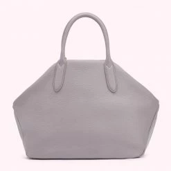 Lulu Guinness LAVENDER GREY GRAINY LEATHER LARGE VALENTINA