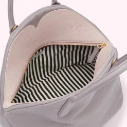 Lulu Guinness LAVENDER GREY GRAINY LEATHER LARGE VALENTINA