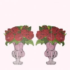 Lulu Guinness LULU RED AND PINK ROSES CUT OUT PAPER VASE Annabel Pearl X Lulu Guinness