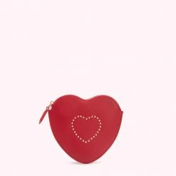 Lulu Guinness LULU RED STUDDED HEART COIN PURSE Statement Red
