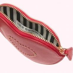 Lulu Guinness LULU RED STUDDED HEART COIN PURSE Statement Red