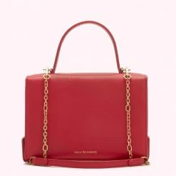 Lulu Guinness LULU RED GOLD STUDDED HEARTS LIP TURNLOCK QUEENIE HANDBAG BAGS