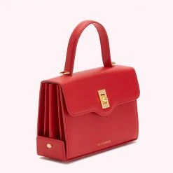 Lulu Guinness LULU RED MEDIUM LIP TURNLOCK QUEENIE HANDBAG