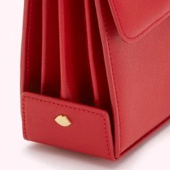 Lulu Guinness LULU RED MEDIUM LIP TURNLOCK QUEENIE HANDBAG