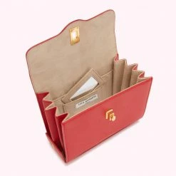 Lulu Guinness LULU RED MEDIUM LIP TURNLOCK QUEENIE HANDBAG