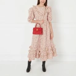 Lulu Guinness LULU RED MEDIUM LIP TURNLOCK QUEENIE HANDBAG