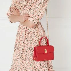 Lulu Guinness LULU RED MEDIUM LIP TURNLOCK QUEENIE HANDBAG