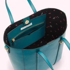 Lulu Guinness BAGS EMERALD LEATHER I LOVE LULU GARBO TOTE BAG