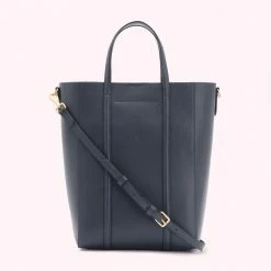 Lulu Guinness NAVY LEATHER I LOVE LULU GARBO TOTE BAG