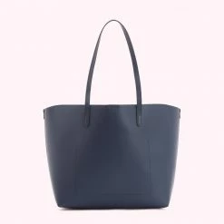 Lulu Guinness NAVY LEATHER LARGE IVY TOTE BAG