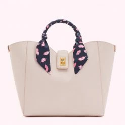 Lulu Guinness BLUSH LIP TURNLOCK SCARF LUELLA TOTE BAG