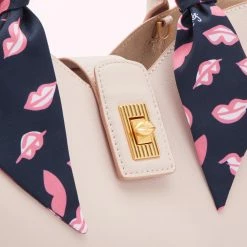 Lulu Guinness BLUSH LIP TURNLOCK SCARF LUELLA TOTE BAG