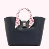 Lulu Guinness NAVY LIP TURNLOCK SCARF LUELLA TOTE BAG BAGS