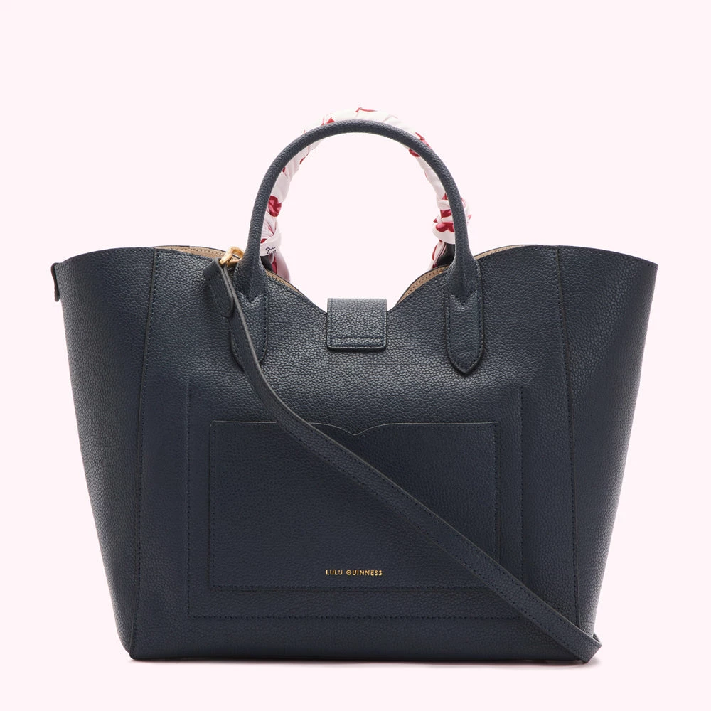 Lulu Guinness NAVY LIP TURNLOCK SCARF LUELLA TOTE BAG BAGS 6 Lulu Guinness NAVY LIP TURNLOCK SCARF LUELLA TOTE BAG BAGS