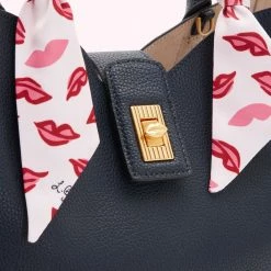 Lulu Guinness NAVY LIP TURNLOCK SCARF LUELLA TOTE BAG BAGS 8 Lulu Guinness NAVY LIP TURNLOCK SCARF LUELLA TOTE BAG BAGS