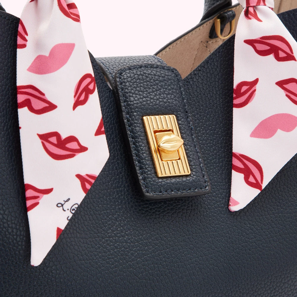 Lulu Guinness NAVY LIP TURNLOCK SCARF LUELLA TOTE BAG BAGS 5 Lulu Guinness NAVY LIP TURNLOCK SCARF LUELLA TOTE BAG BAGS