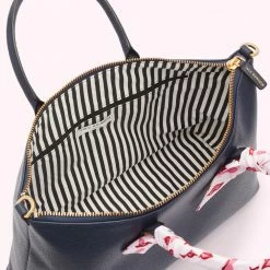 Lulu Guinness BAGS NAVY LEATHER SCARF FRANCES TOTE BAG