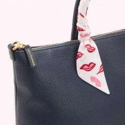 Lulu Guinness BAGS NAVY LEATHER SCARF FRANCES TOTE BAG