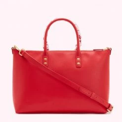 Lulu Guinness RED LEATHER SCARF FRANCES TOTE BAG BAGS