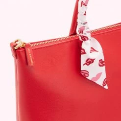 Lulu Guinness RED LEATHER SCARF FRANCES TOTE BAG BAGS