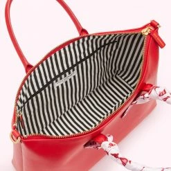 Lulu Guinness RED LEATHER SCARF FRANCES TOTE BAG BAGS