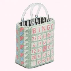 Lulu Guinness PISTACHIO BINGO BIBI TOTE BAGS