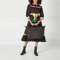 Lulu Guinness Timeless Black BLACK LG LOGO AND LIPS PRINT FENELLA