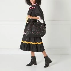 Lulu Guinness Timeless Black BLACK LG LOGO AND LIPS PRINT FENELLA