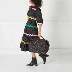 Lulu Guinness Timeless Black BLACK LG LOGO AND LIPS PRINT FENELLA