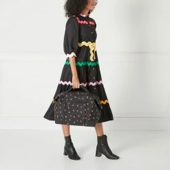 Lulu Guinness Timeless Black BLACK LG LOGO AND LIPS PRINT FENELLA