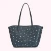 Lulu Guinness NAVY CHERRY BLOSSOM SMALL IVY TOTE BAGS