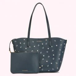 Lulu Guinness NAVY CHERRY BLOSSOM SMALL IVY TOTE BAGS