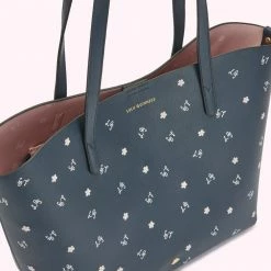 Lulu Guinness NAVY CHERRY BLOSSOM SMALL IVY TOTE BAGS