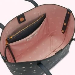 Lulu Guinness NAVY CHERRY BLOSSOM SMALL IVY TOTE BAGS