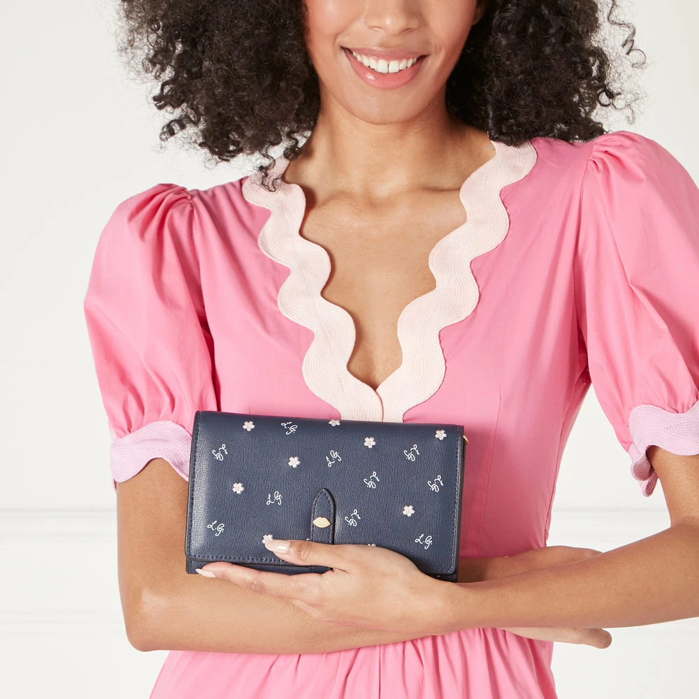 Lulu Guinness NAVY CHERRY BLOSSOM JUNIPER 9 Lulu Guinness NAVY CHERRY BLOSSOM JUNIPER