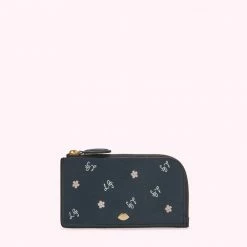 Lulu Guinness NAVY CHERRY BLOSSOM LEAH WALLET ACCESSORIES